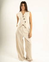 Beige Twisted Vest Set